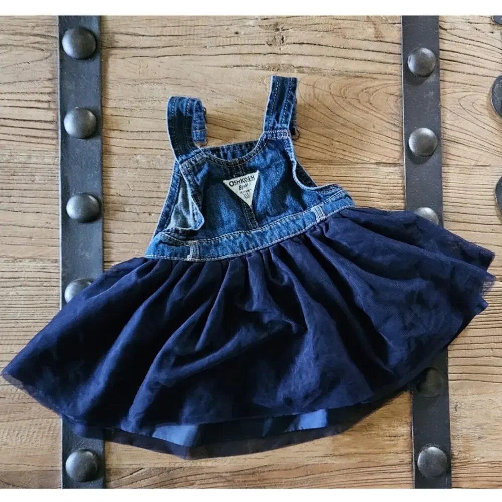 Osh Kosh Skirted Tulle Navy Blue Overalls sz 24M